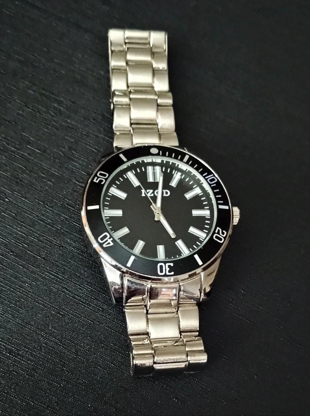 IZOD Men’s Black Dial Silver Bracelet Watch